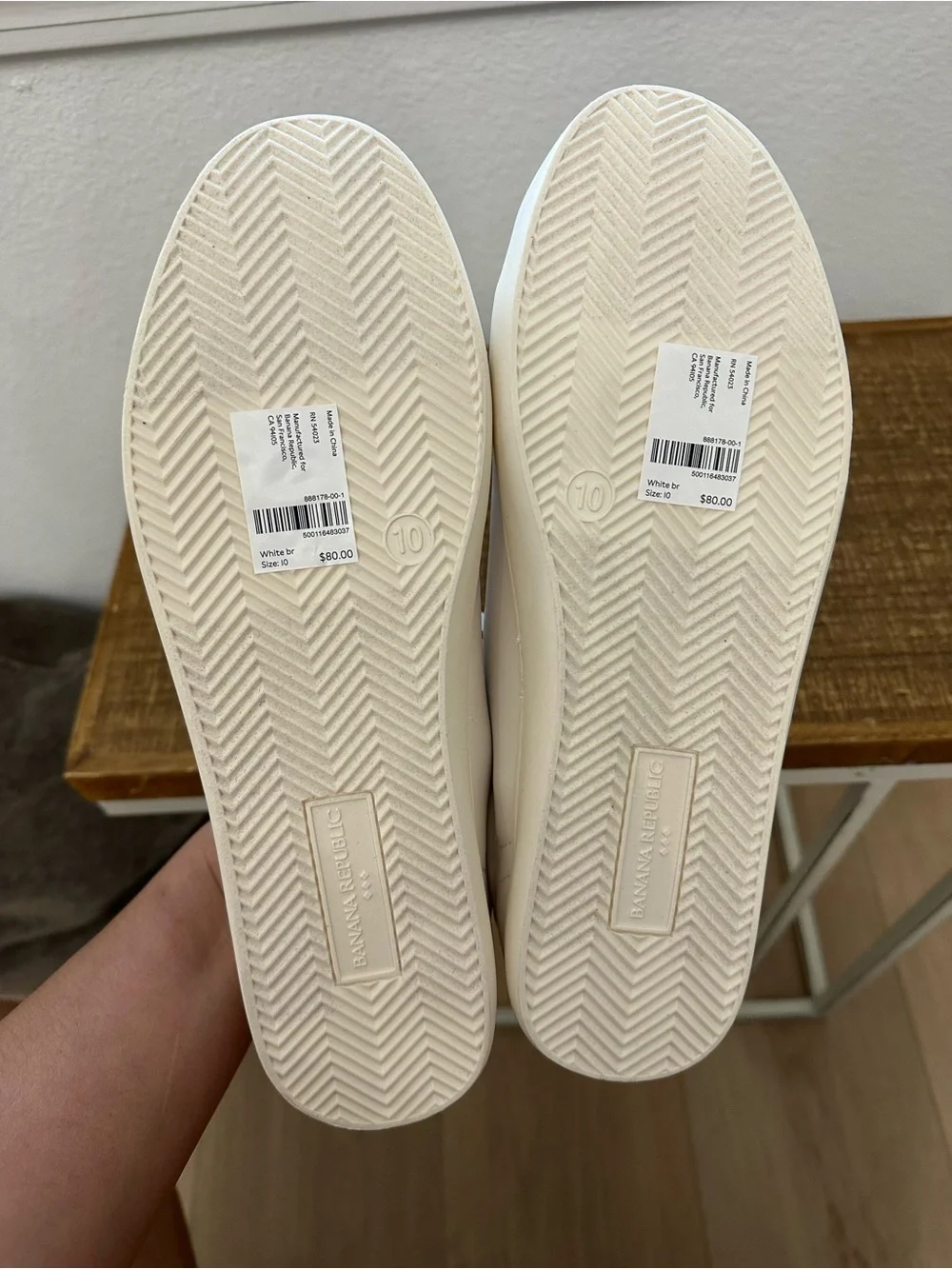 Banana Republic Men's White Low-Top Leather Sneakers